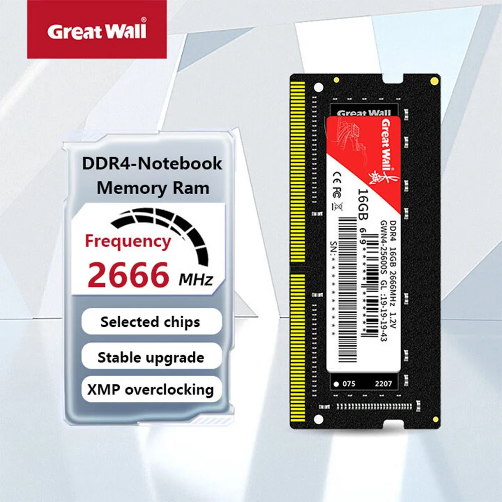 

Great Wall 8 ГБ/16 ГБ DDR4 SODIMM 2666 МГц SO-DIMM PC4-25600 DDR4 XMP Оперативная память для ноутбука