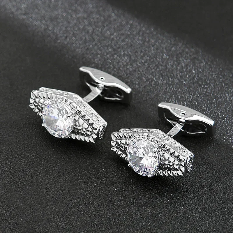 Fashion High-end Rhinestone Cufflinks Luxury Men\'s Jewelry Gifts Business Event Wedding Banquet French Shirts Zircon Cuff Links