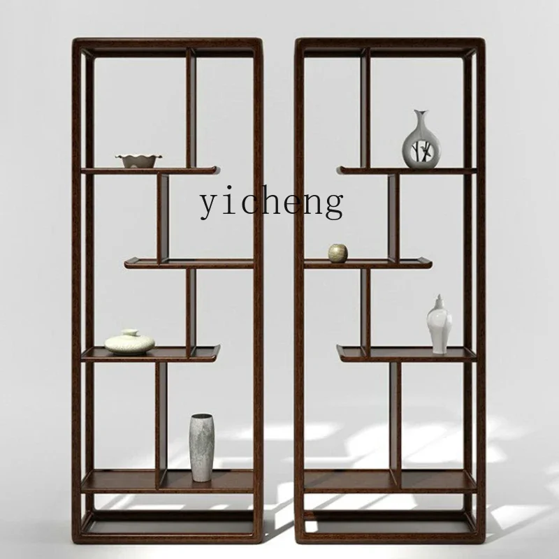 ZZ  Solid Wood Antique Shelf Modern Minimalist Tea Stand Antique Study Bookcase Display Stand