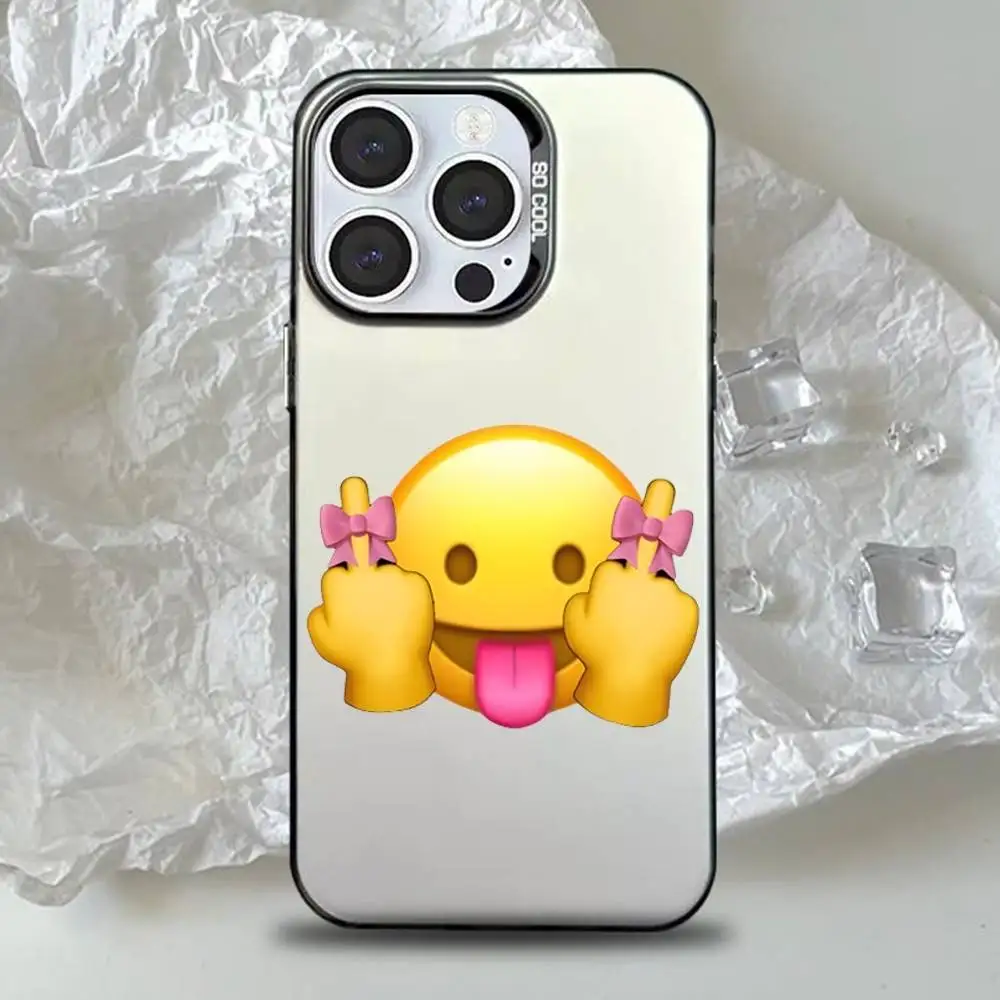 Чехол для телефона с забавными наклейками с изображением эмодзи для iPhone 16,15,14,13,12,11, Pro, Max, Plus, Mini, XS, SE, черный матовый жесткий бампер с защитой от падения
