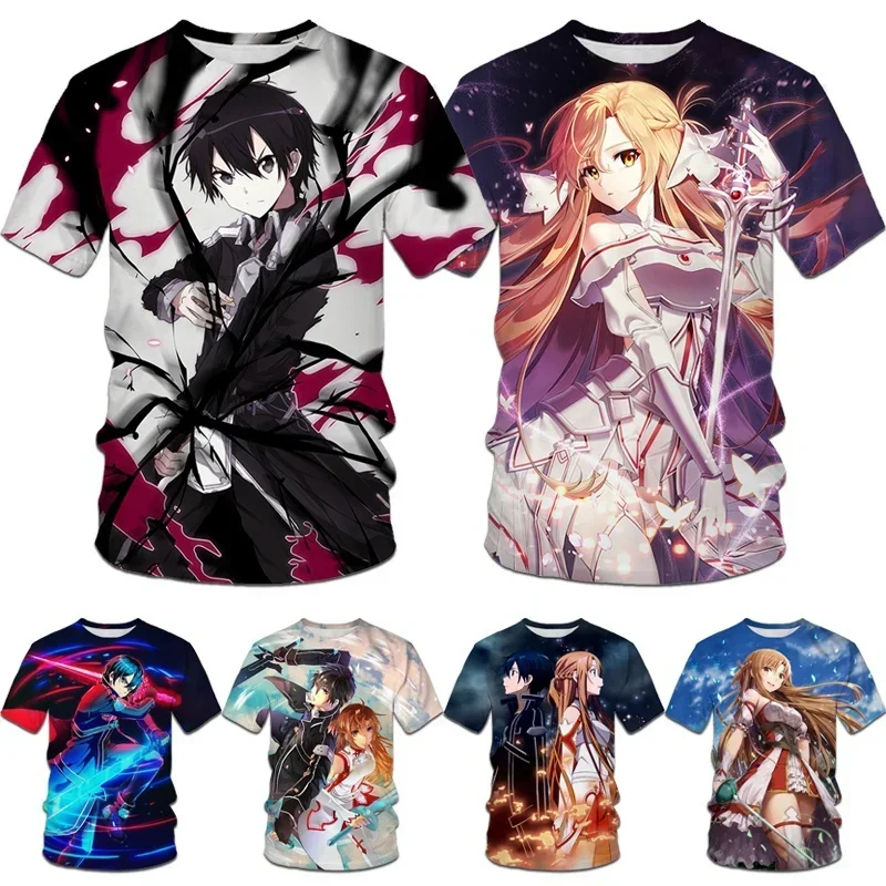 

New Fashion Anime Asuna Couple T-shirt Tops Unisex Harajuku Casual Short-sleeved Sword Art Online 3d Printing T-shirt