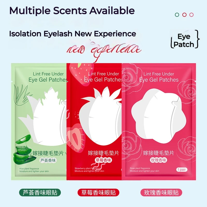 Novo 50 pares de remendos de fragrância de rosa cílios sob almofadas de olho lash remendos de extensão de cílios dicas de olho adesivo envolve ferramentas de maquiagem