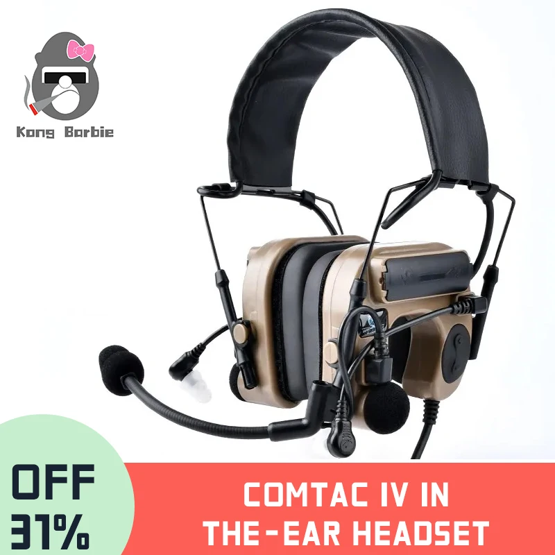 Tactical COMTAC IV Headset Anti-Noise Pick Up Sound Headphone Outdoor Battle Communication Earphone Vacuum Catheter Earplugs