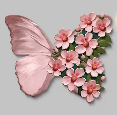 

50X45CM Mint Green Restaurant Background Wall Decoration butterfly High-end French Hanging Painting Floral Entrance Painting