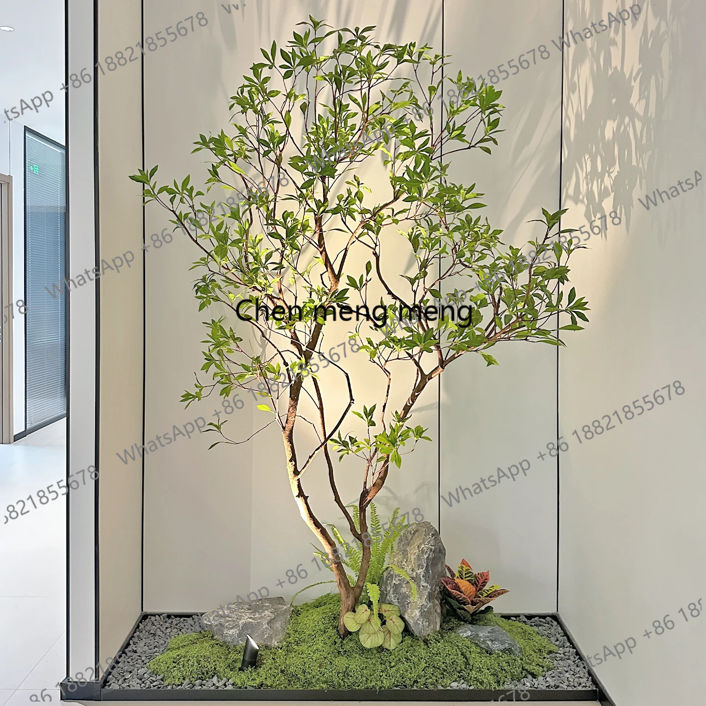 green plant horse drunk wood indoor hotel window high-end landscaping villa under the stairs patio fake tree decoration
