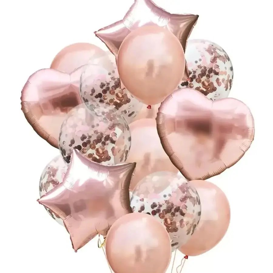 14-teiliges Roségold-Latex- und Folienballon-Dekorationsset für Geburtstag, Hochzeit, Jubiläumsfeier, Partyzubehör, Raumdekoration – Detail 6