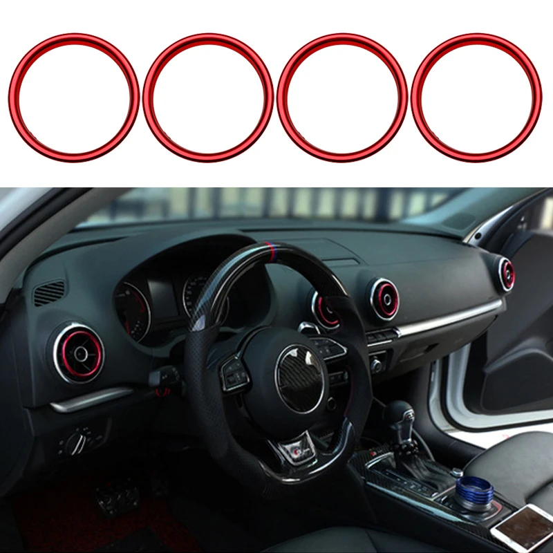 Car Air Conditioner Outlet Metal Cover Ring Air Vent Aluminum Alloy Sticker Trim For Audi A3 8V 2013 2014 2015