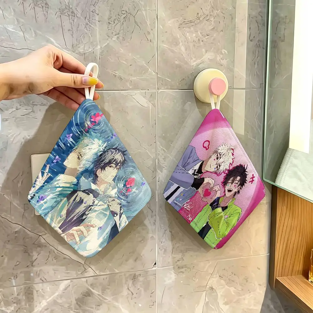Hot Anime L-link Click Polyester Cotton Hanging Kitchen Towel, Skin Friendly Hand Wiping Towel for Hotel Cafe Household