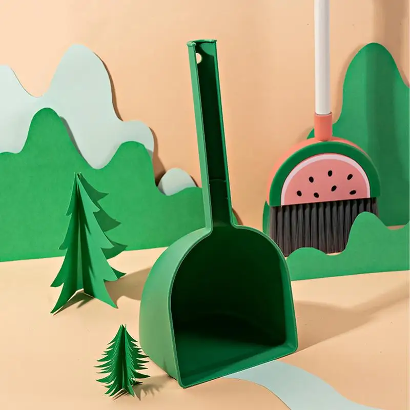 Small Broom With Dustpan Combo Set Fruit Design Cleaning Tool Little Housekeeping Helper Set House Cleaning Tools For Boys And