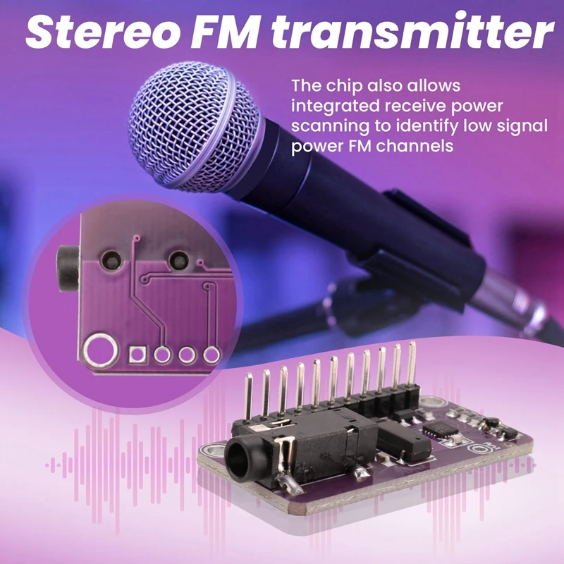 SI4713 Stereo FM Transmitter (76-108 MHZ) Radio Module,For Speakers ,Microphone, MP3 Players, Radios