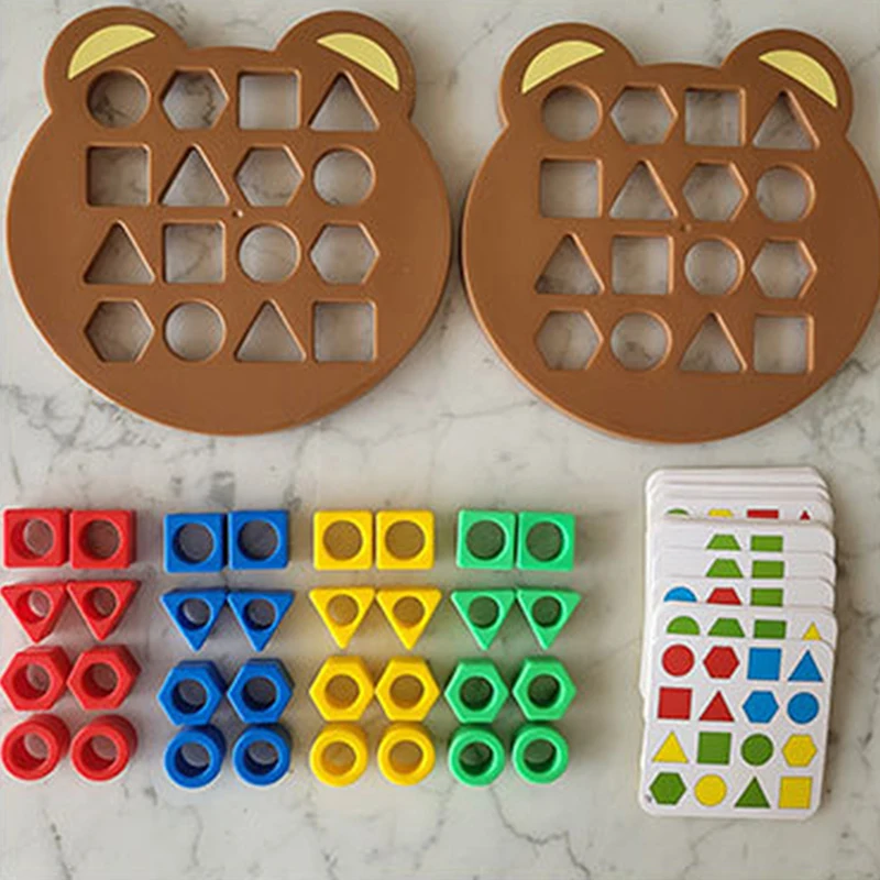 DIY Children Geometric Shape Color Matching 3D Puzzle Baby Montessori Learning Educational Interactive Battle Game Toys For Kids