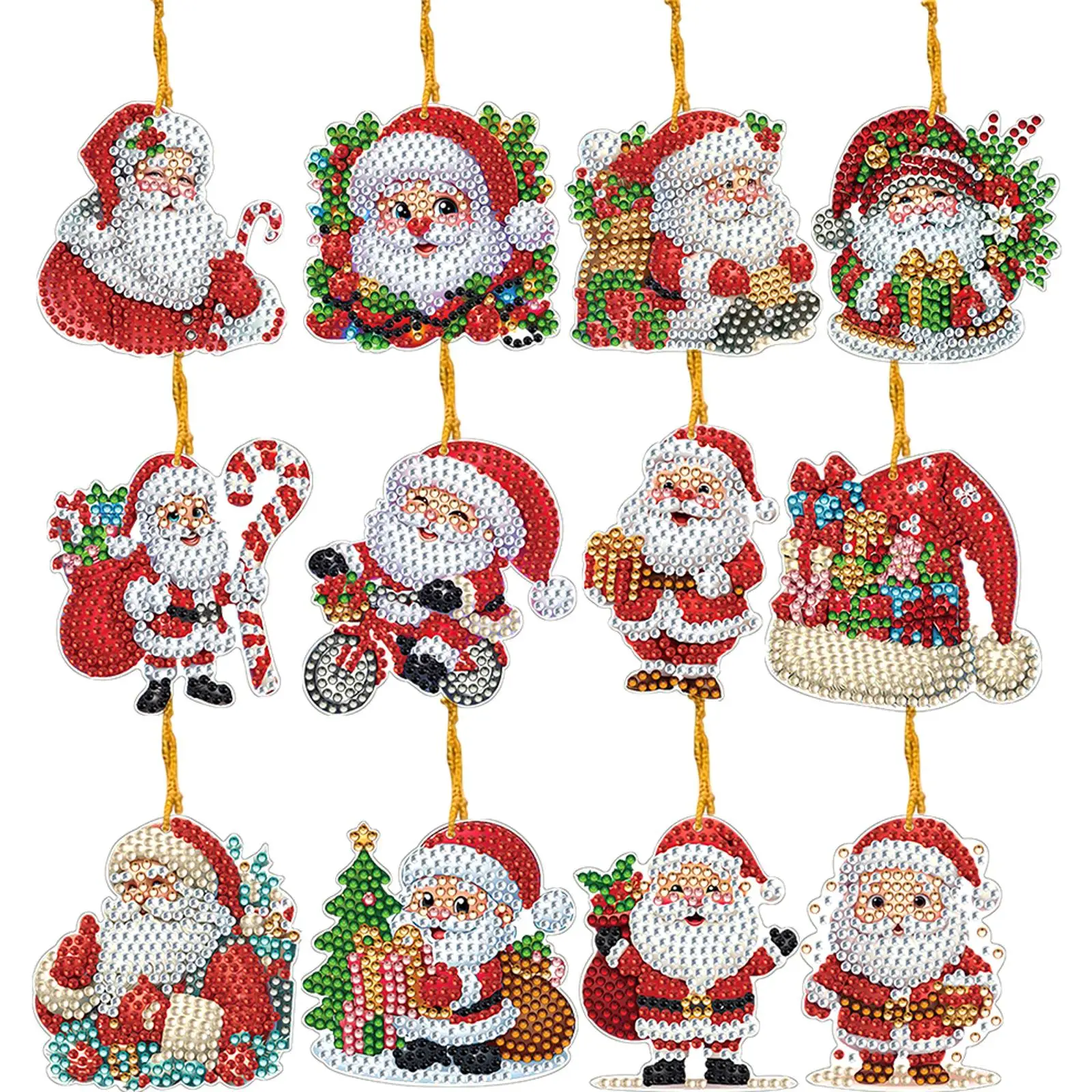 

Набор из 12 плоских 2D-украшений для стен и дверей в виде рождественских елок с алмазной вышивкой, тема «Рождество»