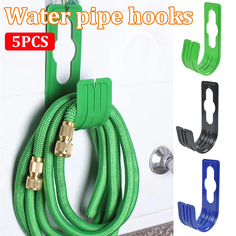 5PCS Set Of Water Pipe Hooks Garden Wall-Mounted Faucet Hose Organizer Car Wash Water Gun Water Pipe Rack Hook Green Black Bule