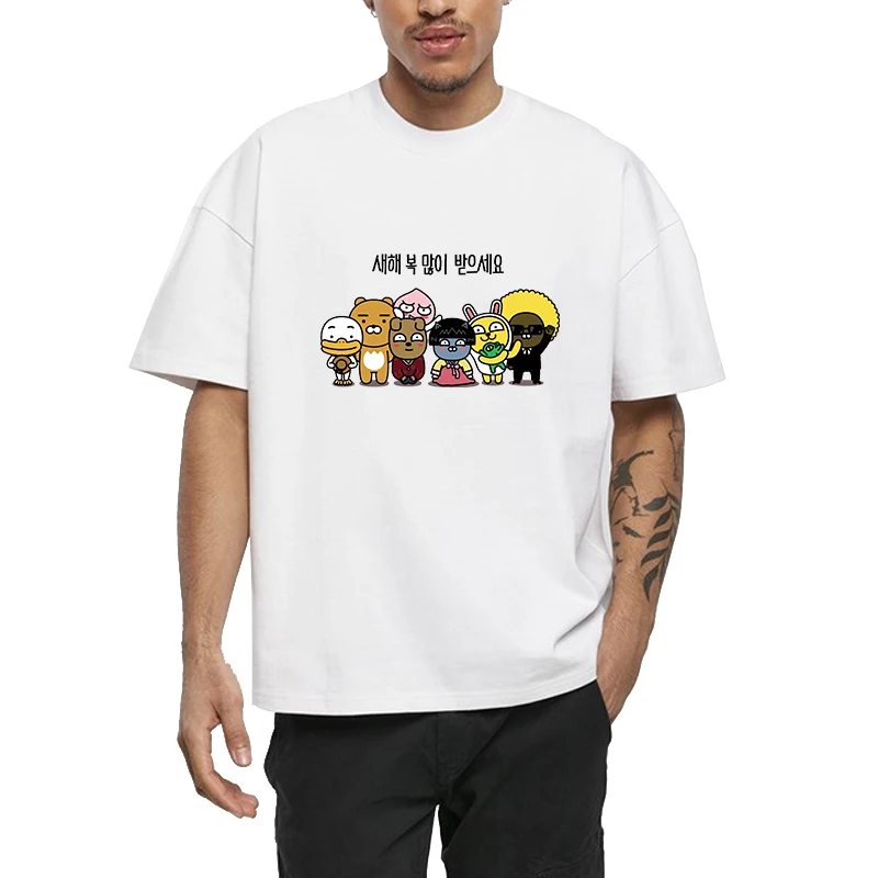 

Men's Cotton T-shirt Oversize K-Kakaos Friends Summer Tops High Quality Streetwear Gifts for Men Short Sleeve Tee Y2k Clothing