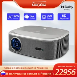 Everycom HQ10W 1080P Projector  Full HD 4K 19000 Lumen Projectors Video Smart TV for Home 2+64GB Movie Theater Beamer With Dolby