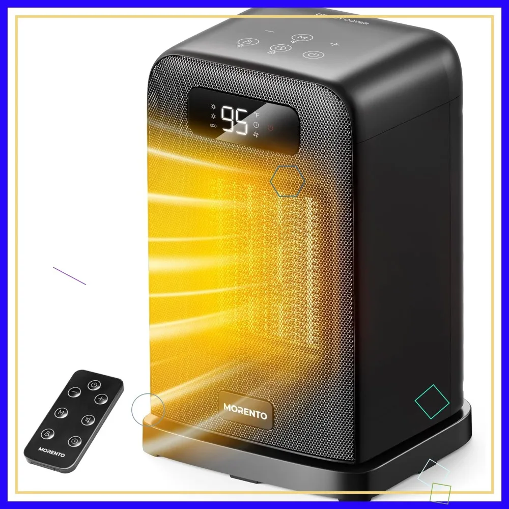 

Портативный обогреватель с автоматическим контролем температуры, LED-дисплеем, режимом ECO и таймером для офиса, спальни, дома - черный