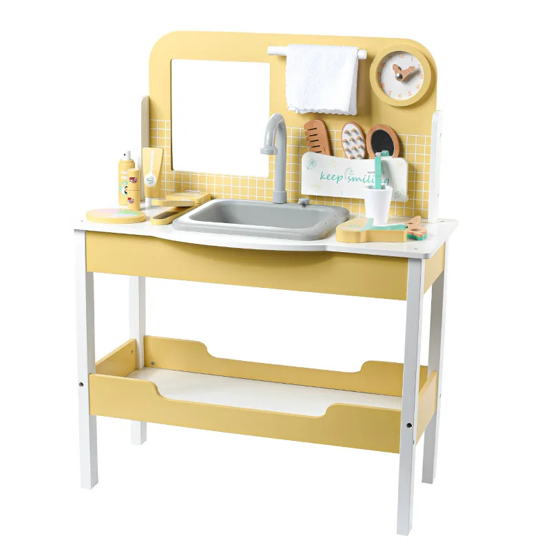 

Yellow sweet play house children's game area simulation wash dressing table life simulation boy and girl 3456 years old