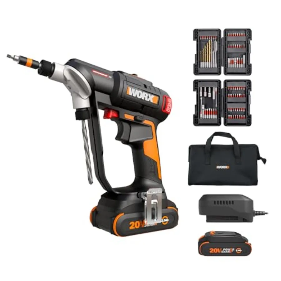 

WX177L.2 Cordl Drill Driver, 20V 445 in·lb Brushl Power Drill Driver, Powerful Drilling and Driving, 2-in-1 Design, 85 Bits, Ba