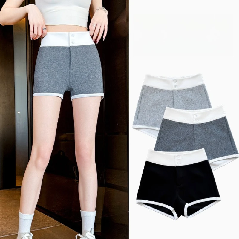

Y2K Contrast Trim High Waisted Sport Shorts: Women's 5" Inseam Summer Contour Fit Clean Girl Hybrid Underwear Function