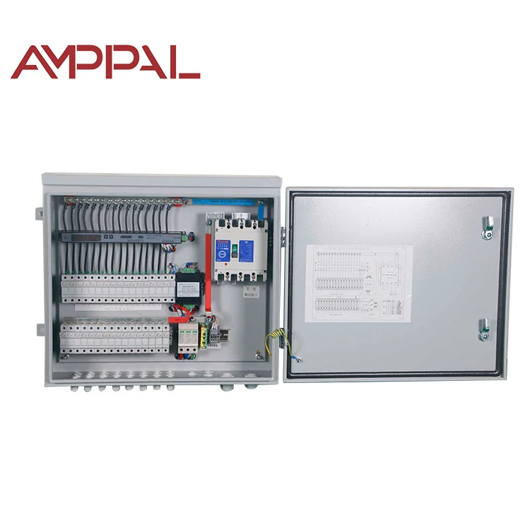 PV Combiner Box with 1000V DC Cat III Overvoltage Protection AMPPAL AFV-CD16 16-in-1 IP65 Waterproof & Dustproof Metal DC Solar