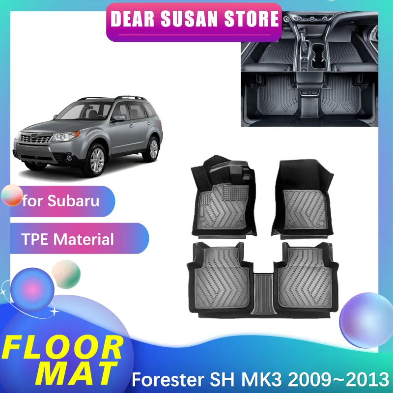 Car Floor Mat for Subaru Forester SH MK3 2009~2013 Tray Foot TPE Waterproof Inner Liner Carpet Pad Custom Cover Rug Accessories