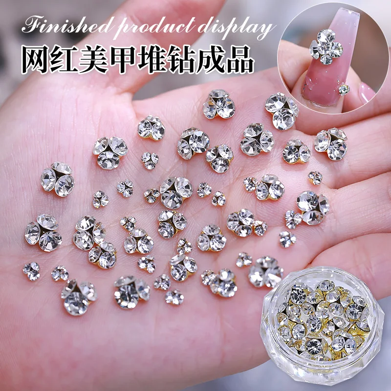 10Pcs Super Shinying Silver Color Clear Pile Drill 7*9mm Glitter Luxury Crystal Diamonds 3D Clear Round Manicure Rhinestone