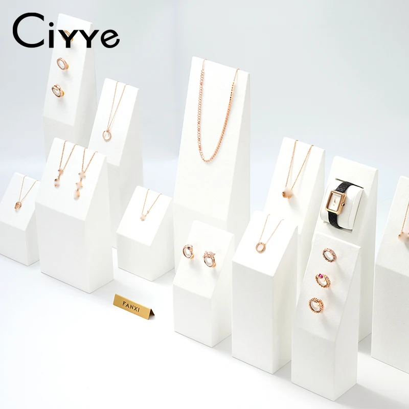 Ciyye New White Jewelry Display Props Tray Rack For High-grade Rings Watches Necklaces Counter Window Display Jewelry Props Set