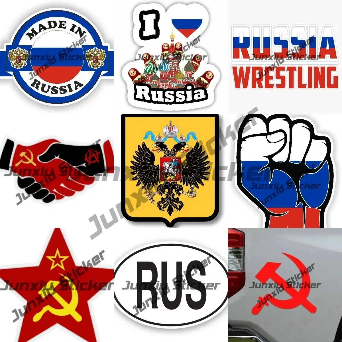 Russia Wrestling Rus Flag Sticker I Love Russia Waterproof Vinyl Sticker Russian Hammer Sickle Communism Soviet Union Die Cut