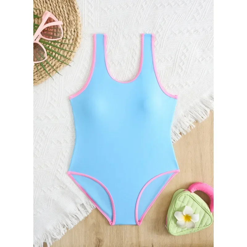 

Girls One Piece Swimsuit 8-12 Year Kids Swim Suit Teenages Beachwear Children's Swimwear 2026 Sports Bathing Suits Blue Bodysuit