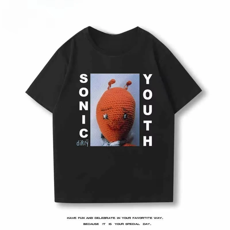 2025 جديد سونيك الشباب تي شيرتات قصيرة الاكمام الرجال والنساء القطن الربيع والصيف جديد روك باند توب نصف كم بلايز كبيرة الحجم