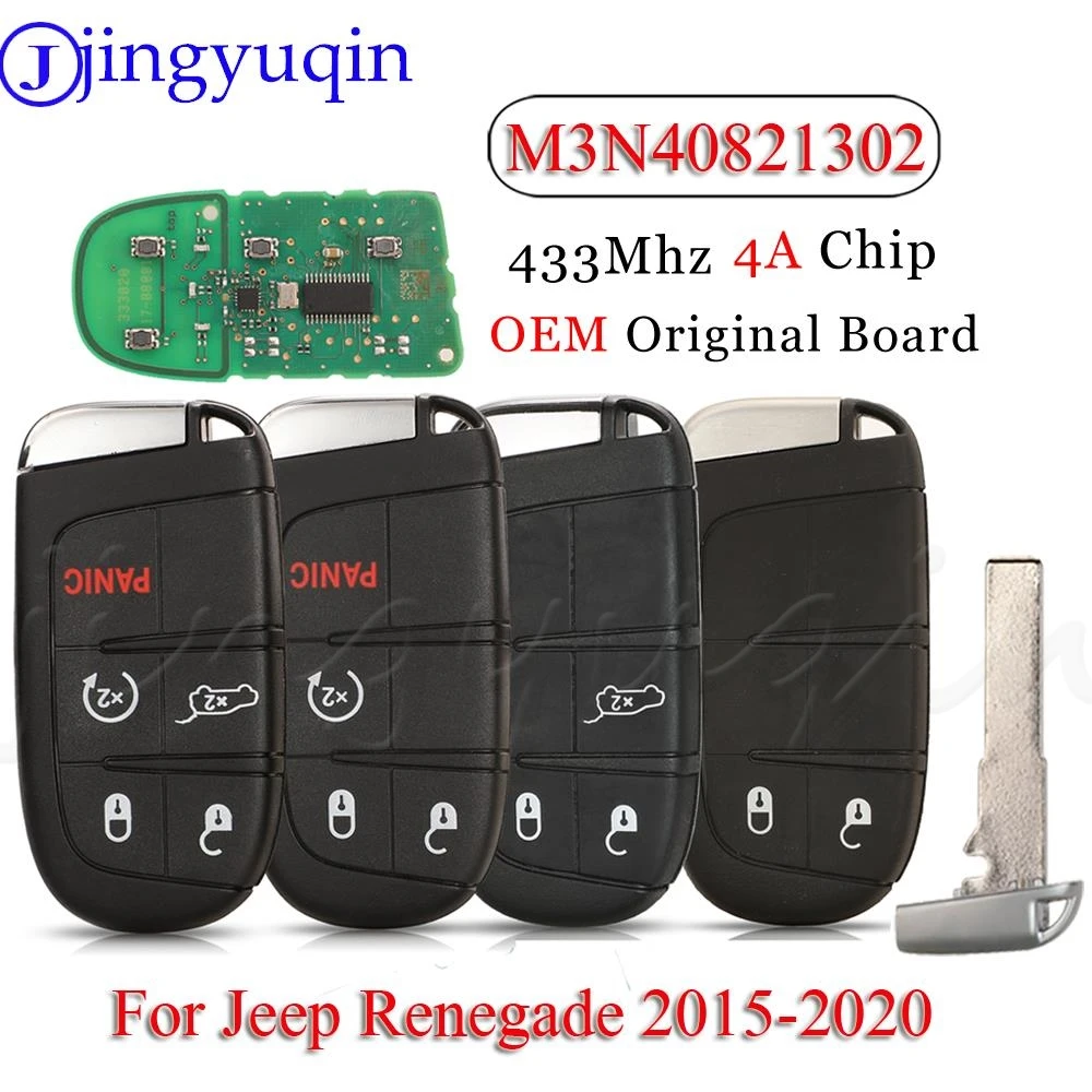 

jingyuqin M3N-40821302 2/3/4BTN Original Smart Remote Control Key 433mhz 4A Chip For Jeep Renegade With SIP22 Blade