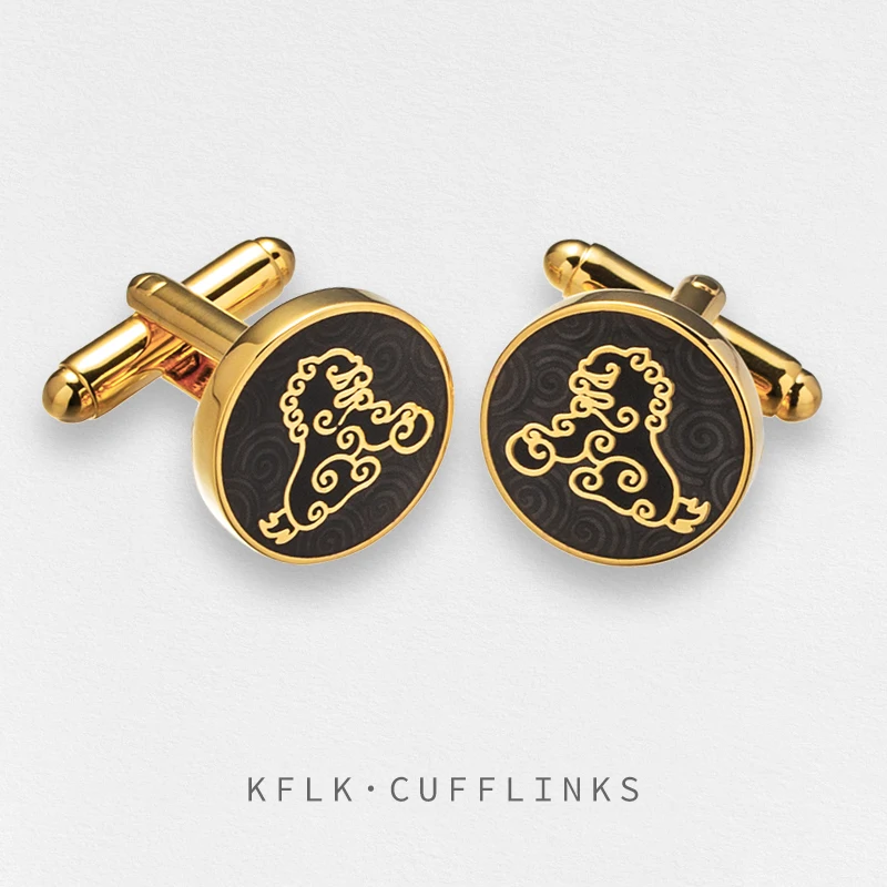 

KFLK Chinese element style lion design shirt wedding cufflinks for mens gift brand cuff links buttons high quality new arrival