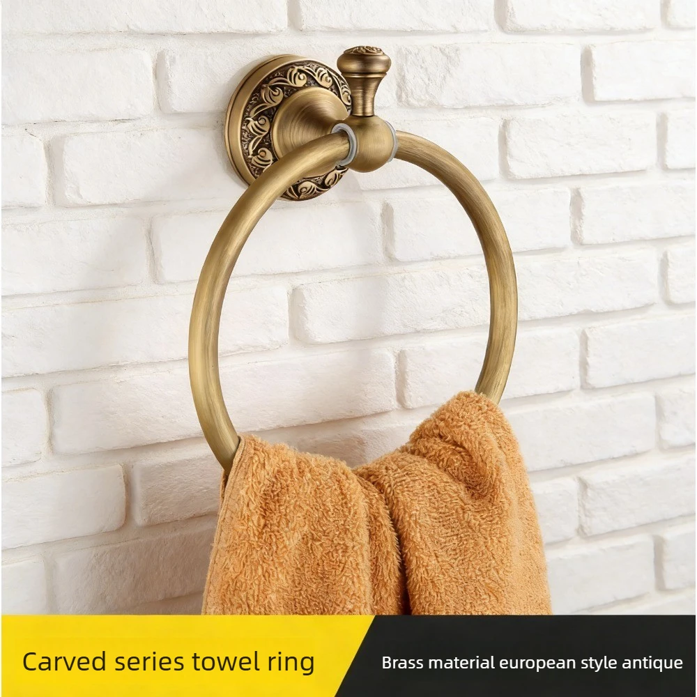 

Настенная круглая вешалка для полотенец для ванной комнаты, антикварное латунное кольцо для полотенец