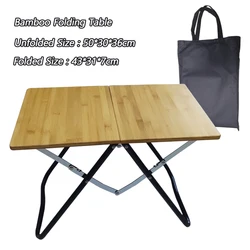 Outdoor Bamboo Folding Table Portable Lightweight Aluminum Alloy Folding Desk Outdoor Camping Picnic Table