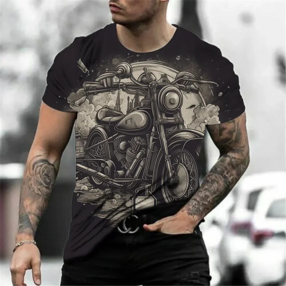 T-Shirt moto uomo stampa 3D manica corta Vintage classici TShirt per uomo Street Ride Biker camicie top t-Shirt