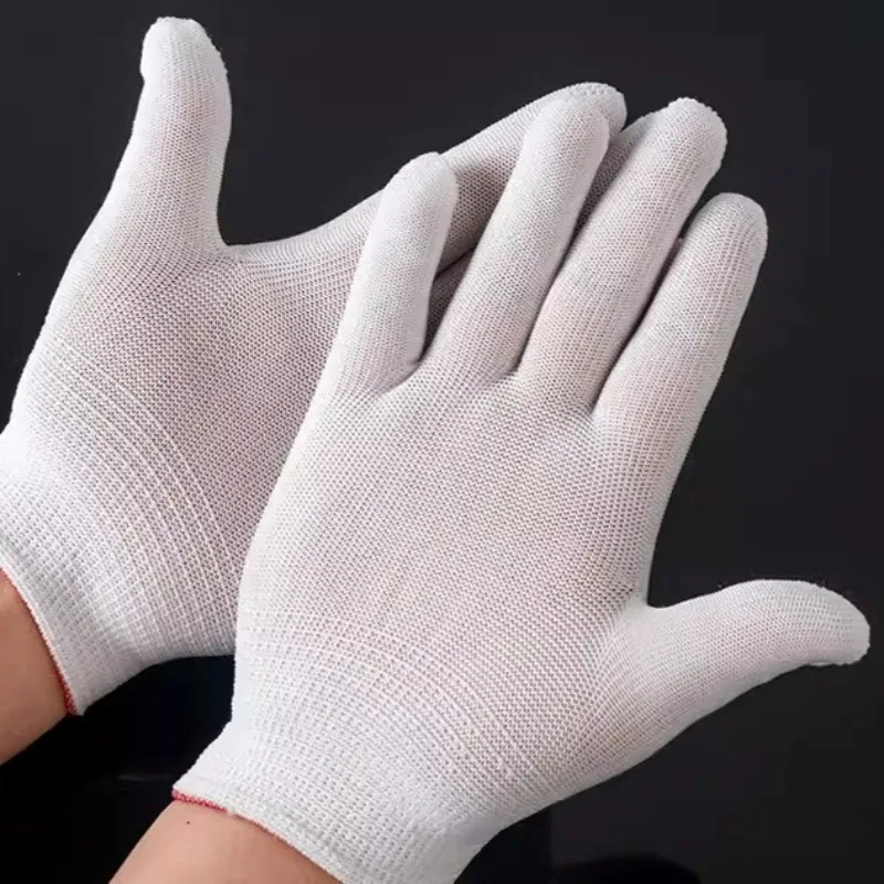 Anti Slip Work Glove Labor Work Mitten Breathable Elastic Wrist Opening Nylon Gloves White Black Maintenance Cleaning Mittens