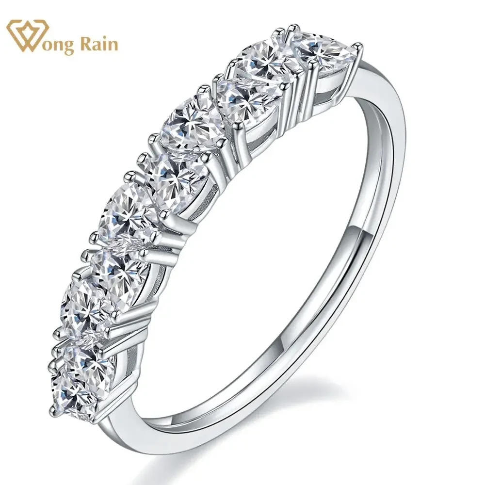 

Wong Rain 100% 925 Sterling Silver D Color GRA 1CT Real Moissanite Row Diamonds Gemstone Couple Ring Wedding Band Fine Jewelry