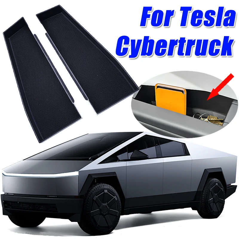 

For Tesla Cybertruck Car Door Handle Storage Box 2Pcs/Kit Inserted Storage Tray ABS Wear Resistant Organiser Cars Accessories
