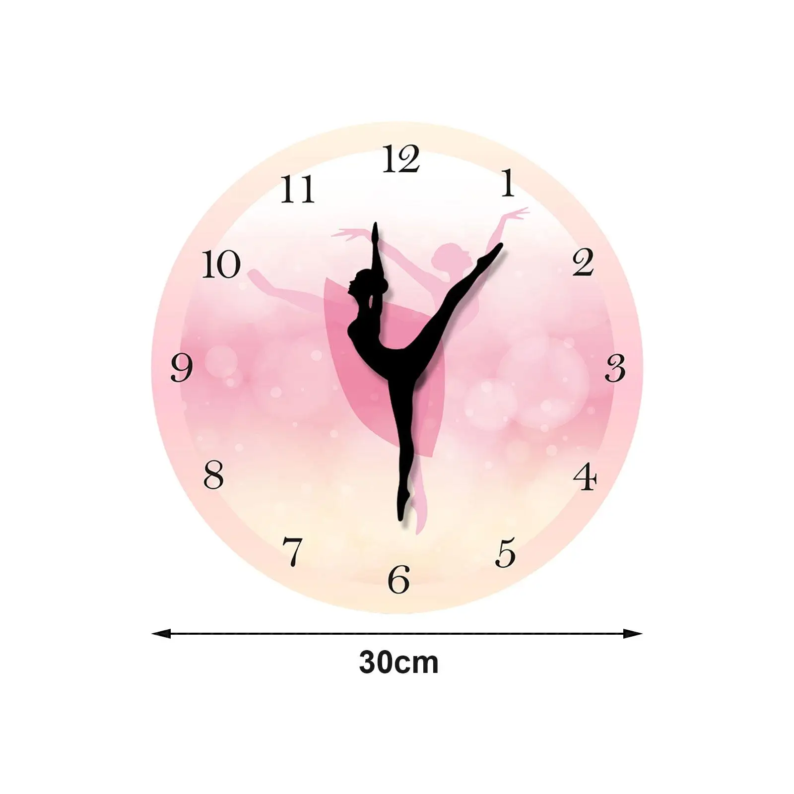 Orologio da parete principessa rosa Ballerina da 30cm a batteria per