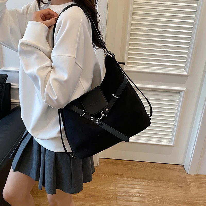 

Женская сумка через плечо из искусственной замши, вместительный дорожный рюкзак, модная сумка для шопинга, ретро-сумка кросс-боди, роскошная сумка-клатч на плечо