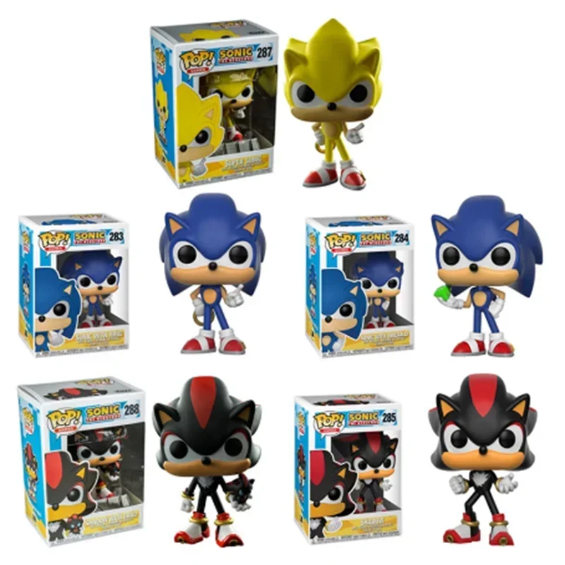 New FUNKO POP SUPER SONICs Vinyl Toys WITH RING #283 EMERALD #284 SHADOW #285 Collectible Action Figure Model for Kids Gift