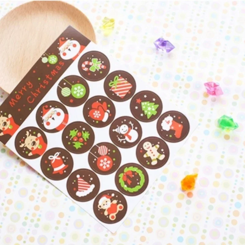 

160pcs/pack Santa Claus Gifts Round Adhesive Sealing Stickers For Homemade Bakery Gift Packaging