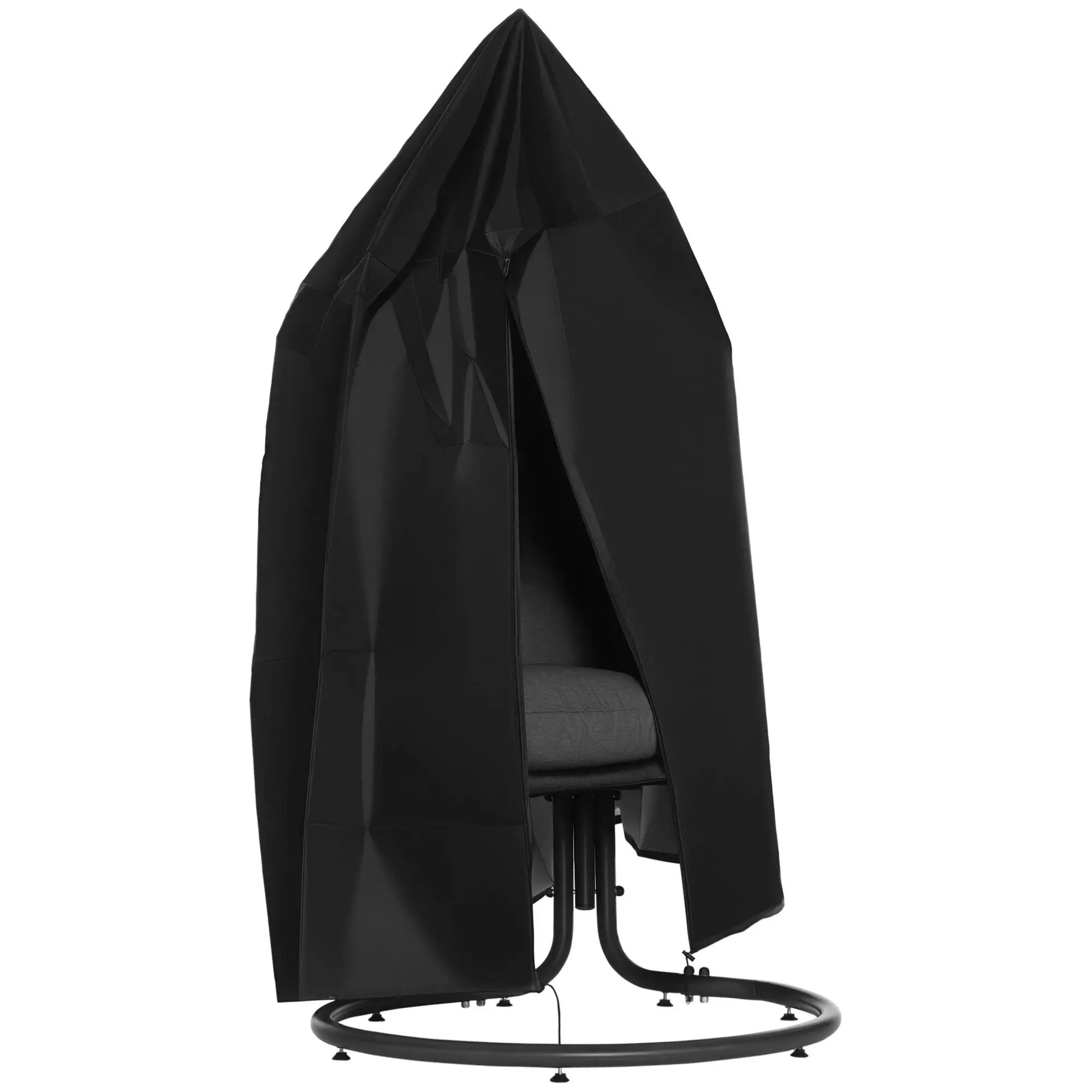 Housse pour fauteuil suspendu Outsunny Oxford 210D avec fermeture éclair Noir Ø 115x190cm