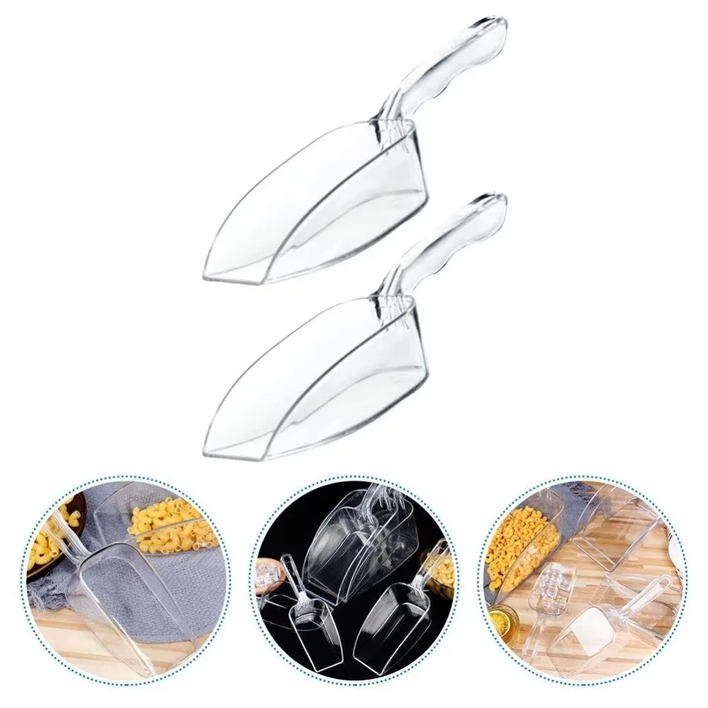 Transparent Ice Maker Scoop Circular/Square Mouth Mini Kitchen Utility Scoop Ergonomic Handle Bar Accessories Ice Scoopers