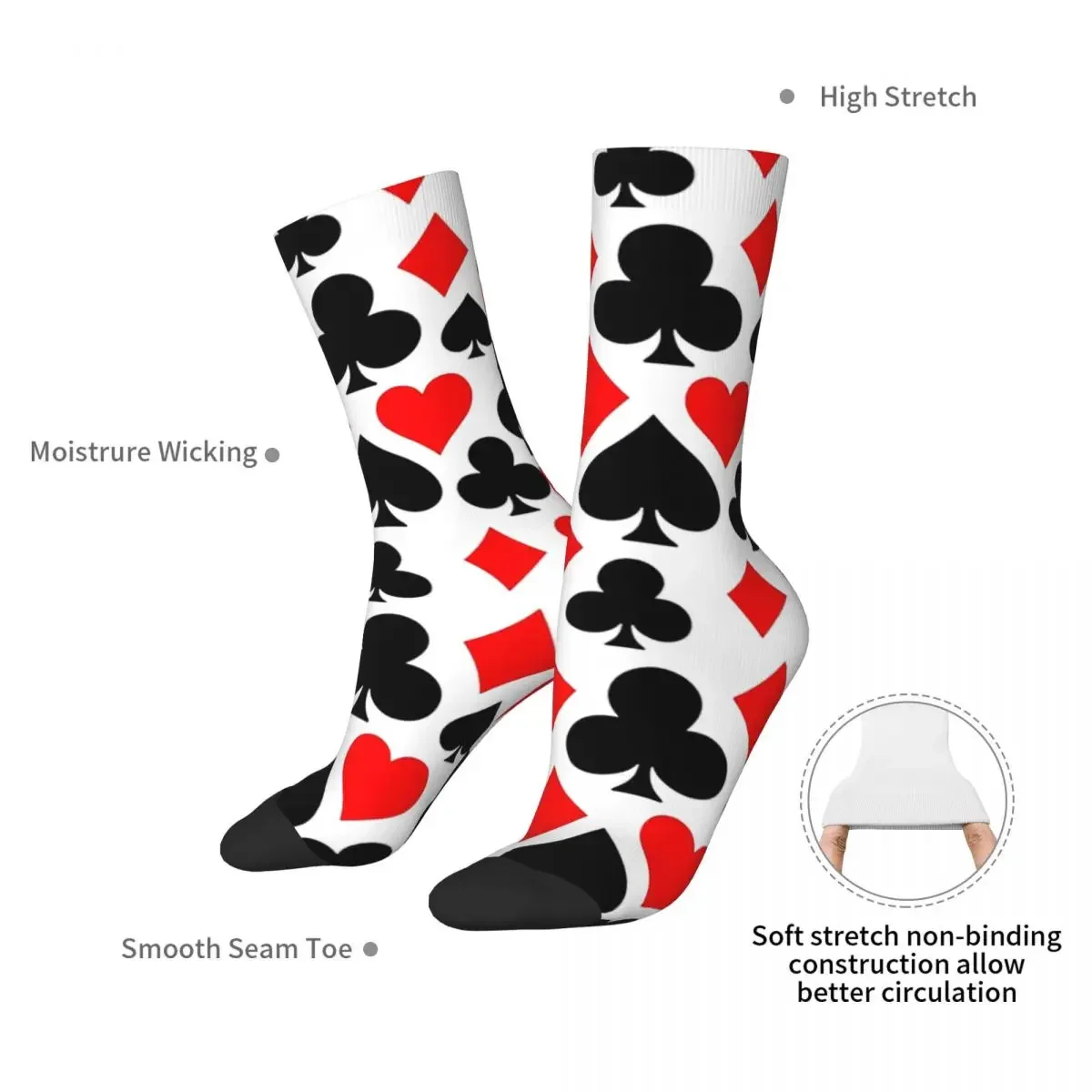 Casino Poker Player Symbols Pattern Socks Harajuku Super Soft Stockings All Season Long Socks for Man's Woman's Birthday Present