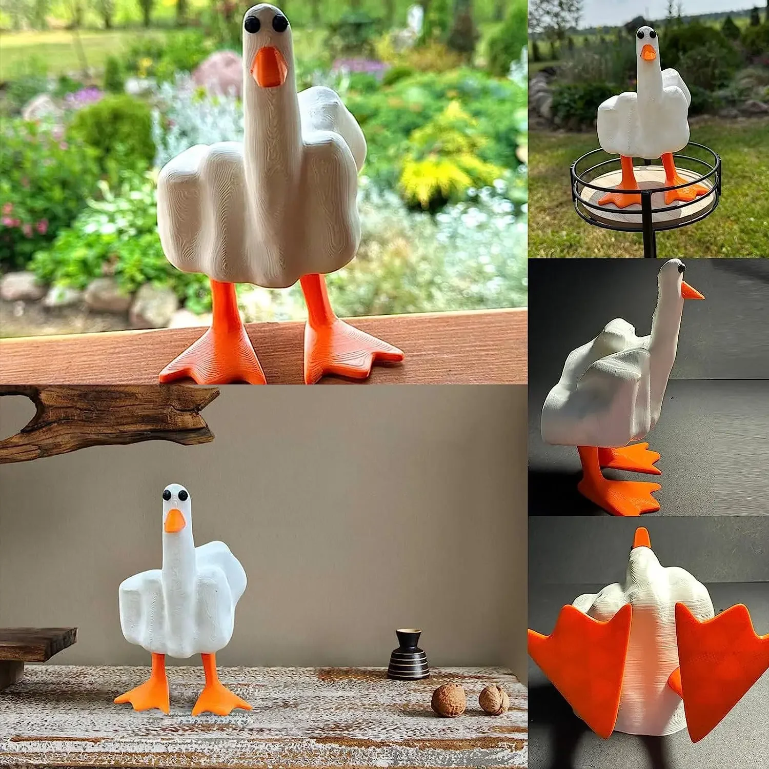 Middle Finger Duck Figurines Resin Craft Decoration Sculpture Statue for Home Office Desktop Housewarming Gift