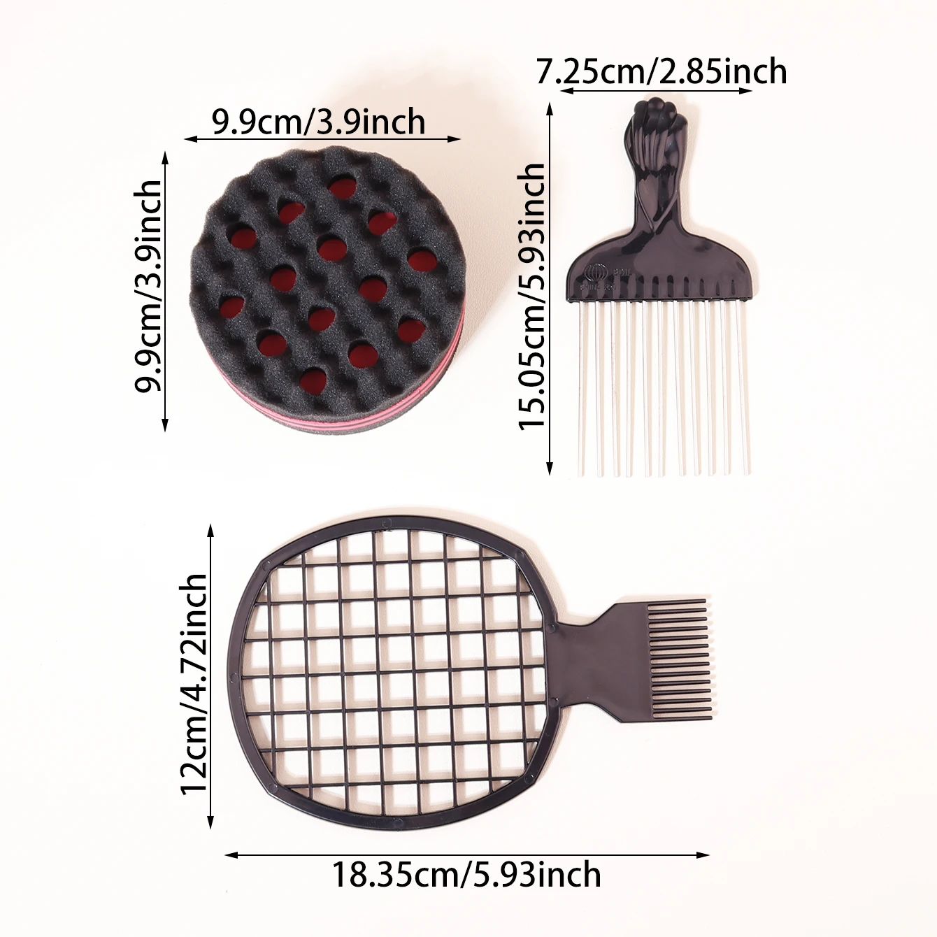 3 sztuki/zestaw czarnych gąbek do trwałej ondulacji, modne magiczne afrykańskie narzędzie do pielęgnacji kręconych włosów, specjalne dla peruk z prawdziwych włosów