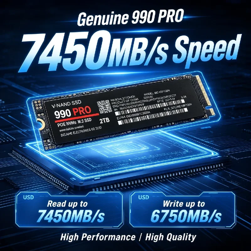 New 990 PRO NVMe M.2 2280 SSD 512GB‑4TB PCIe Gen4, Up to 7450MB/s SSD, Compatible with PS5, Laptop Desktop Gaming Storage