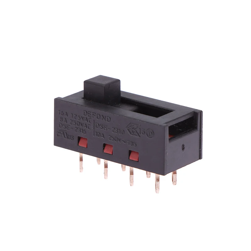 1PC High Quality DSE-2310 Pointed Pins 8 FeetS 3 Files 8A250V Toggle Switch Black Slide Switch For Hair Dryer Parts