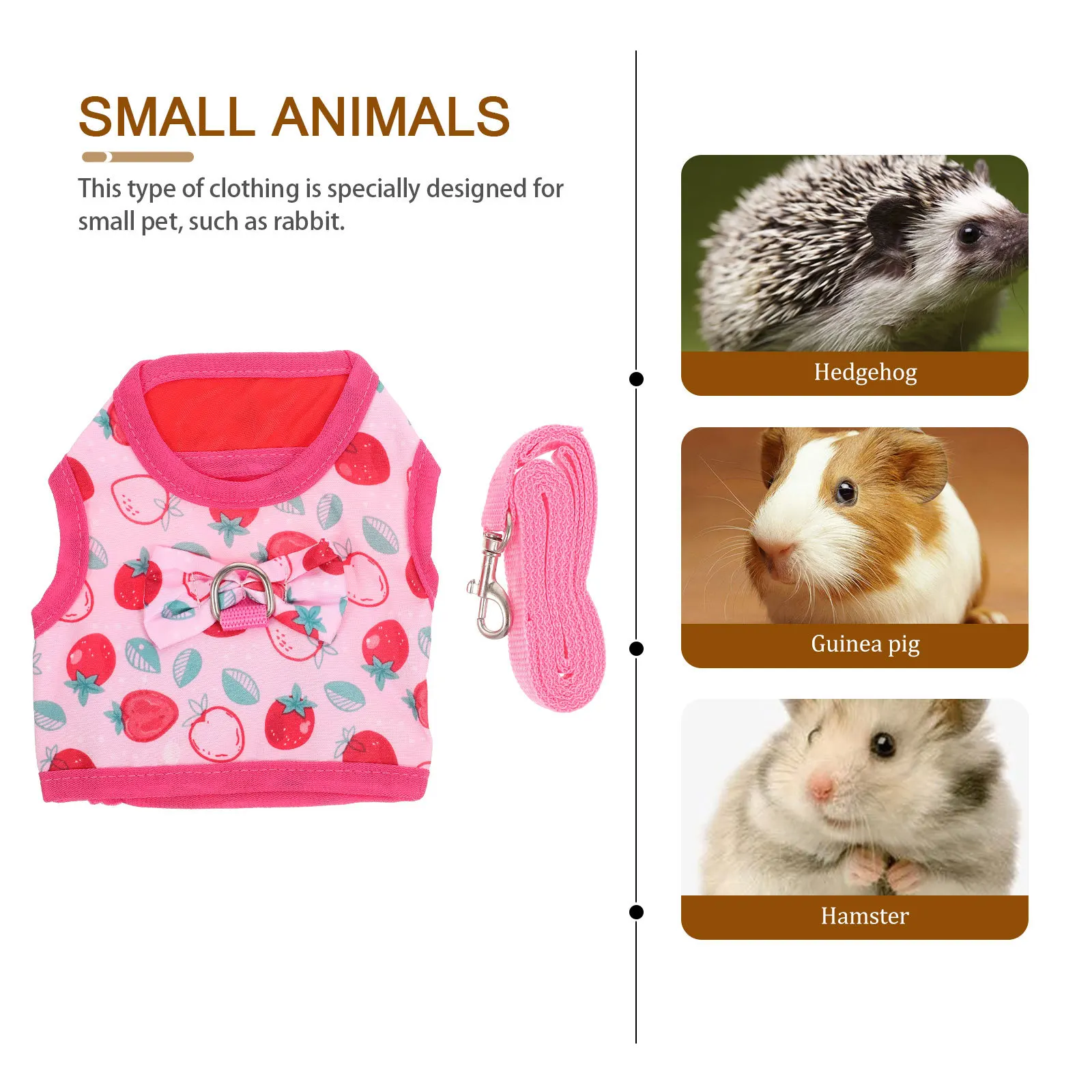 

1Set Pet Leash Harness Decorative Small Pets Adjustable Breathable Comfortable Rabbit Traction Rope for Walking Outdoor Indoor